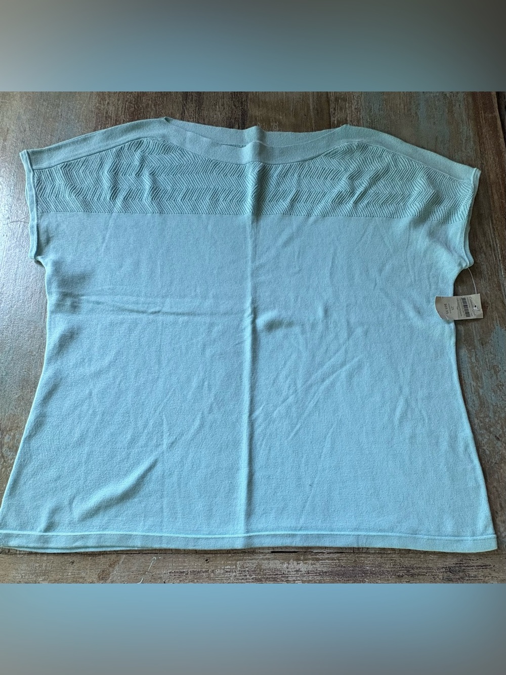 Coldwater Creek Turquoise Knit Top with Openwork Panel